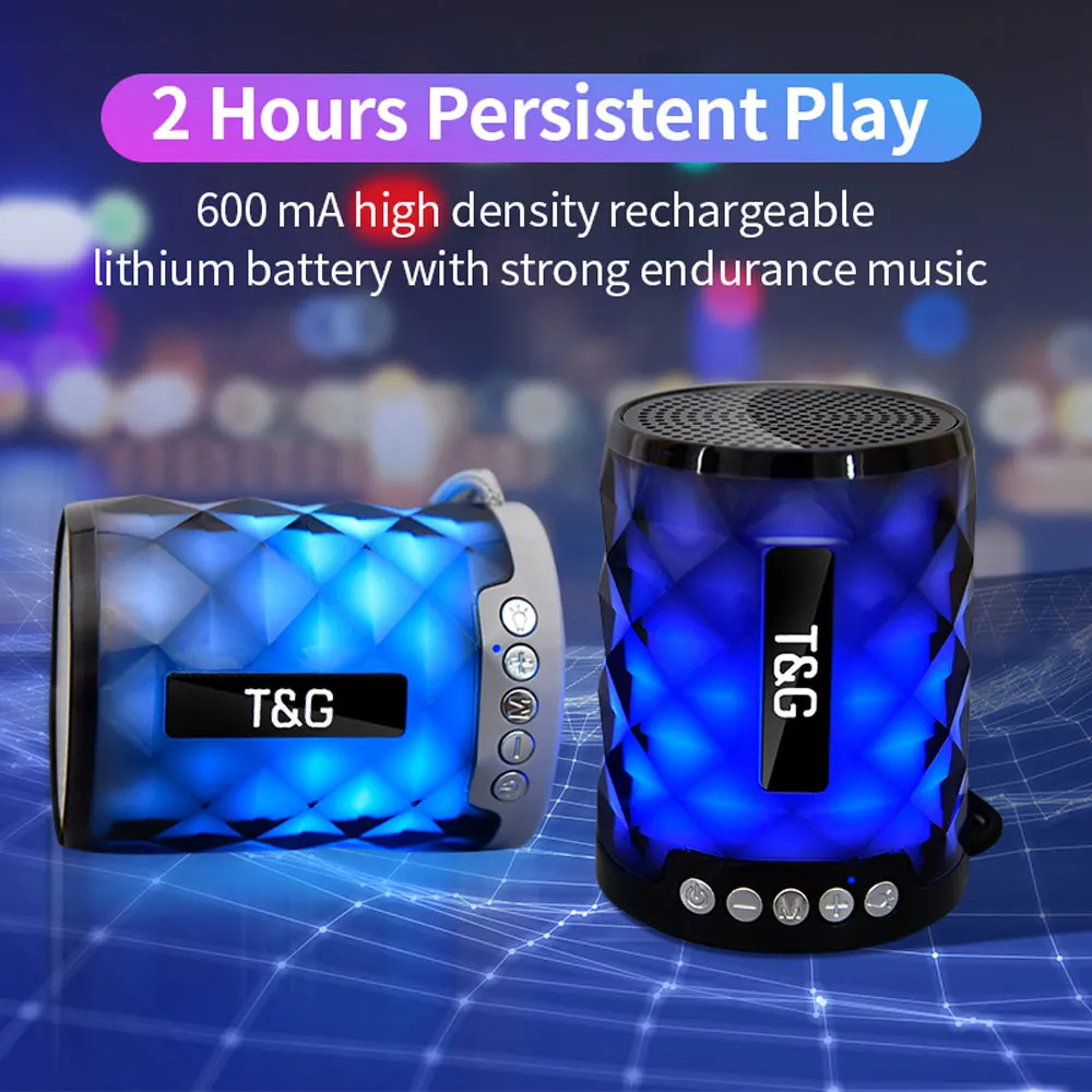 2019 Newest TG 155 Mini Bluetooth Speaker with LED Light Wireless Portable Loud Speaker Support Handsfree Call TF Card USB Disk - ANKUX.COM
