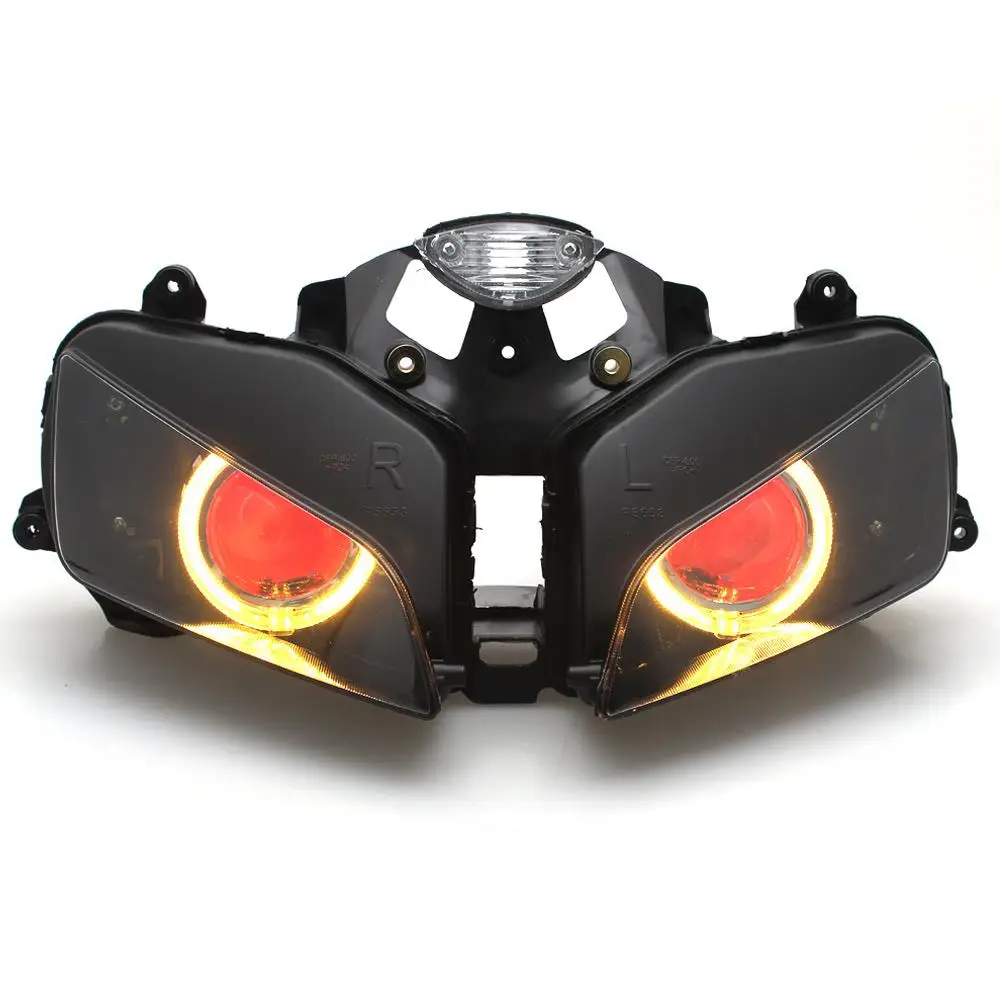 Projector Headlight Assembly Amber Angel Eye HID Fit for Honda CBR600RR F5 Headlamp 2003-2006