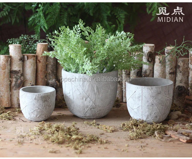 Leaf texture flower cement flower pot combined concrete garden gardening decoration