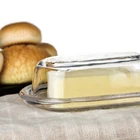 LFGB food safe butter plate dish with lid lead free glass stocked