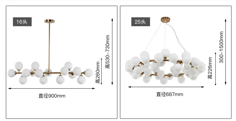 Luxury Decorative glass globe pendant lamp Dining Room Chandeliers Pendant Lights Hotel