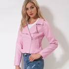 2019 Women Fashion Motorbike PU Coat Windproof Leather Jacket With Zipper