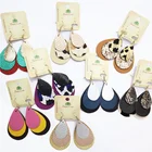 Multi-layer stitching genuine leather earrings wholesale fashionable popular for women