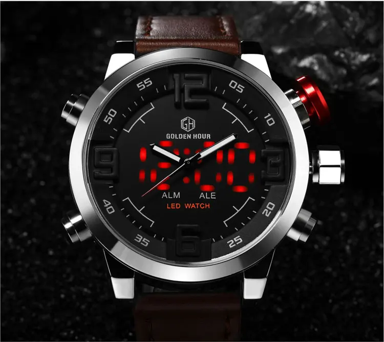 Electronic waterproof watch mens luxury  fashion  leisure watch led  sport quartz watch