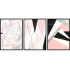 modern abstract artist painting gloden line canvas prints pink geometry wall art