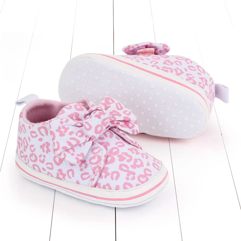 Spring and Autumn Baby Leopard First Walkers Shoes Soft Sole Canvas Sports Sneakers Toddler Loafers supplier