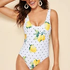 Sport Fashion Dot Lemon Digital Print Girl Swimwear Beachwear 1PC Hot Sexi Bathing Suit Women Swim Dress