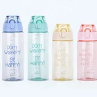 Eco Friendly Portable Cheap Kids Sports Plastic Water Bottles With Filp-up Lid and Sippy Straw
