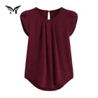 Blouse Good Quality Summer Wear Ladies Polyester Solid Color Short Sleeve Blouse Shirt Chiffon For Women