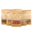 Flat bottom stand up ziplock bag brown kraft paper ziplock bags for nut/dry fruit