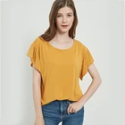 High Quality Women Ruffle Sleeve Modal Cupro Round Neck Shirt