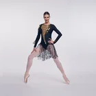 Long Sleeves Latin Practice Sequin Skirt Latin Dance Dress