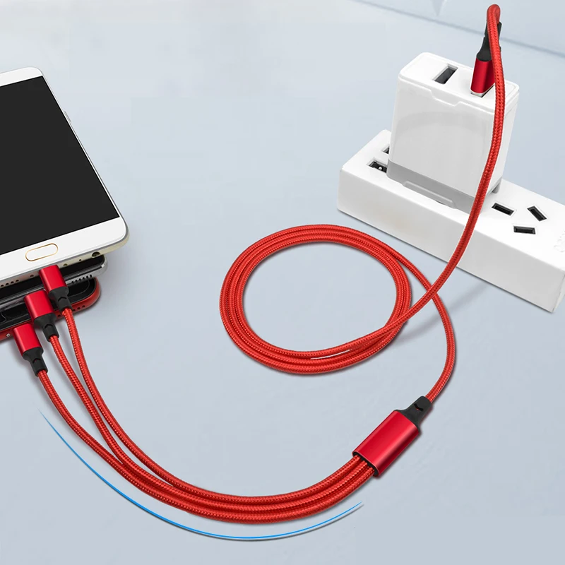 Factory wholesale 3 in 1 cable 5V2.1A micro usb cable for adroid charger cable - ANKUX.COM