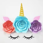 Hot selling Unicorn Party Supplies DIY Flower Decorations Backdrop Birthday Unicorn Paper Flowers