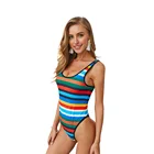 Wholesale custom logo sexy striped backless women one piece beach bikini