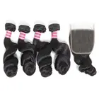 Peruvian Hair Loose Wave Hair 4 Bundles with Closure Remy Human Hair Weave Bundles With Closure Natural Color