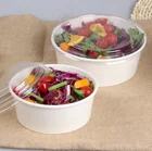 Eco Friendly Disposable Salad Container 100% Compostable Kraft Paper Rice Bowl with Cover Lid