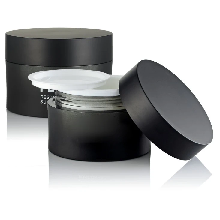 black portable refillable skincare face cream packaging empty cosmetic acrylic jar