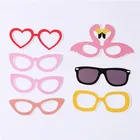 Z795 21 Pieces Flamingo Photo Booth Props Hawaii Carnival Party Decoration Photobooth Birthday Supplies