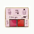 2020 Valentine pattern wooden floral stamp sets with ink pads, custom designs wooden floral stamp for diy