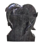 China Supply Olive Green Granite Flower Carved Cemetery Monument Tombstone Slab Price