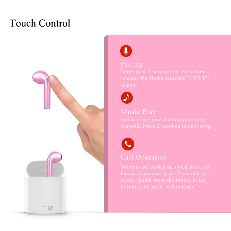 Smart Phones Support I7s TWS Bluetooth 5.0 Wireless Earphones True Stereo Earbuds Binaural Calling Headset With Charging Bin - ANKUX.COM