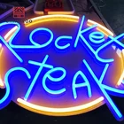 Custom vintage big pink glass wall mounted neon logo wall sign