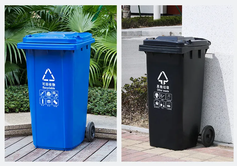 Best Selling Stackable Outdoor Public 240L HDPE Waste Bin with Wheels manufacture
