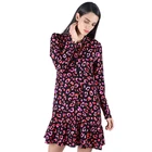 Factory wholesale floral print women v neck summer casual short dress