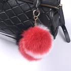 Ball Pompom Keychain Ladies Fashion Keychain Fur Pompoms/real Fox Fur Ball For Bag Charm