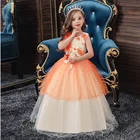 Flower Dress Girls Beautiful Children Autumn Winter Elegant Princess Skirt Flower Evening Long Dress For Girls