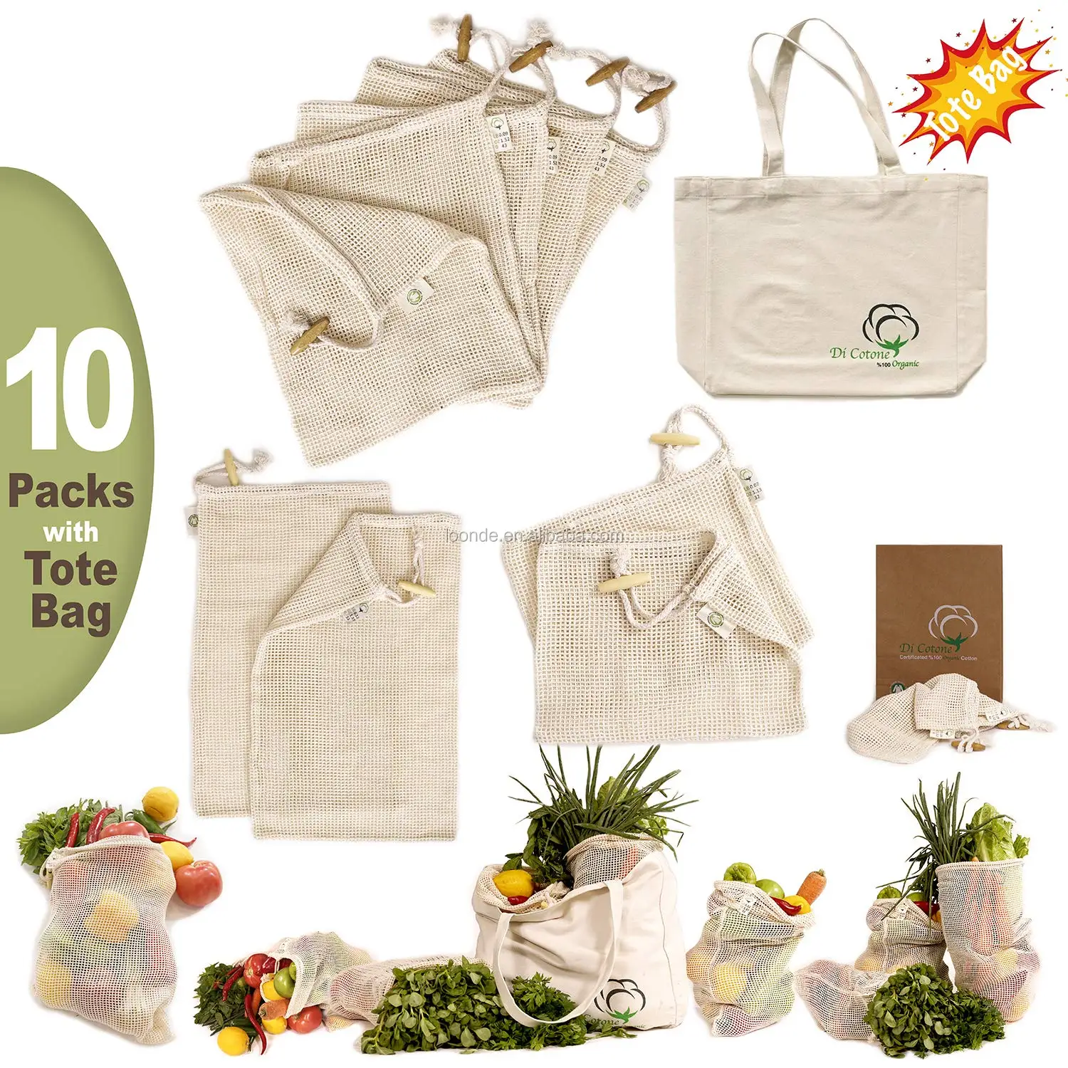 reusable produce bags organic cotton mesh bags for grocery