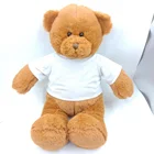 High quality 30cm brown teddy bear with white t-shirt custom bear with clothes toy OEM print logo Factory directly