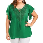 Custom Fat Women Ruffles Short Sleeves Casual Plus Size Chiffon Blouse