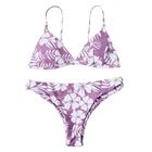 Sexy Summer Swimsuits Triangle Floral Print Swimwear Women Padded Bikini for Dropship