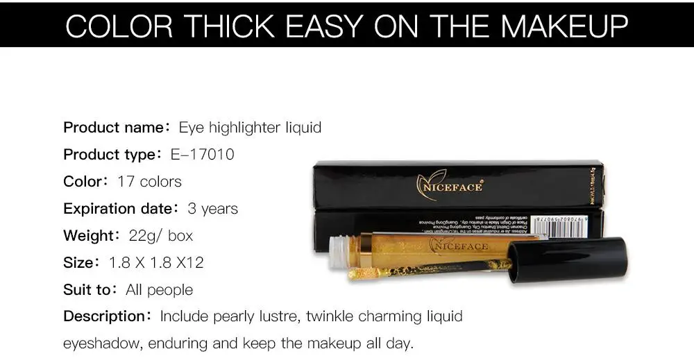 amazon hot sale 17-Color Glitter Charming Eyeshadow Liquid Twinkle Liquid Eyeshadow