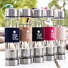wholesale Custom logo Borosilicate Tea Infuser Eco Sports Drinking Water bottle Portable Transparent glass Drinking Water bottle