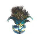 CM-35 Festive Party Supplies High Quality Beautiful Design Blue Feather Masquerade Mask