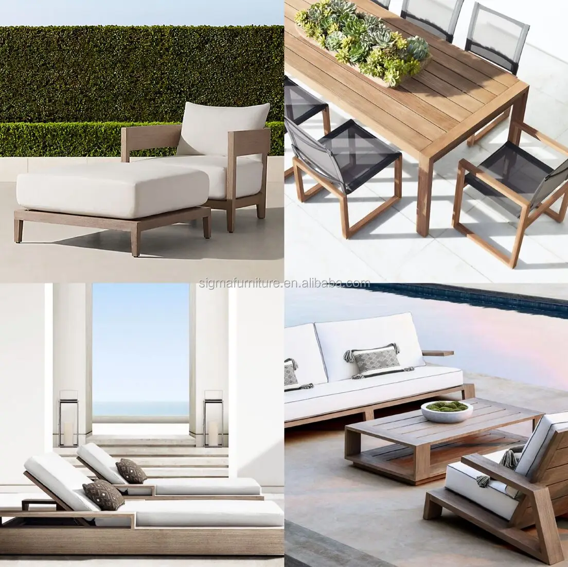 Table hotel wood patio furniture garden outdoor teak fiberstone coffee table