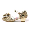 Wholesale fashion sparkling glitter gold summer girls dress shoes