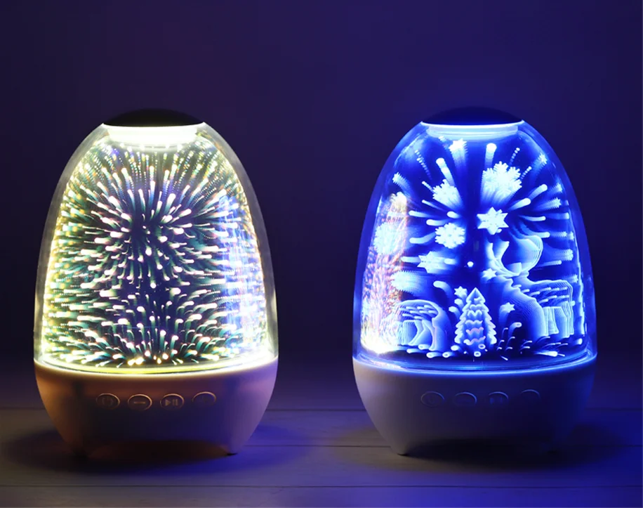 Bluetooth Speaker Portable Smart Touch LED Night Light with 3D Glass Music Player Hands-free with TF Card 7color Charging - ANKUX.COM