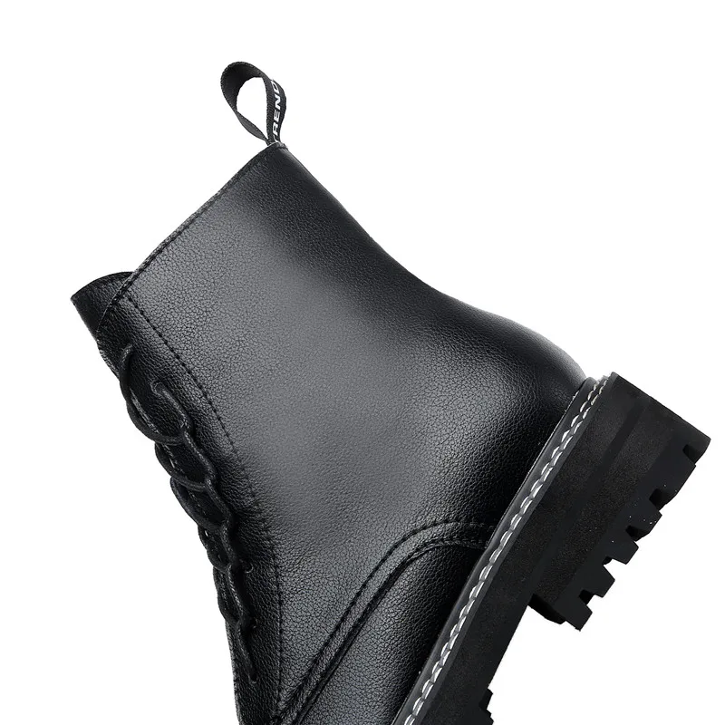 Custom Logo Plus Size Genuine Leather Women's Platform Ankle Boots Women Winter Warm Chunky Fashion Shoes