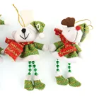 Doll 19cm Hanging Christmas Santa-Claus Snowman Bear Deer Doll With Long Bead Legs For Christmas Fabric Decorations