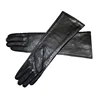 Long sheepskin gloves women's velvet lining winter warm 40 cm ladies long touch screen leather gloves