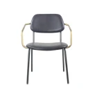 Leather Living Room Modern PVC Leather Metal Frame Leisure Dining Chair With Arm Rest For Living Sitting Room