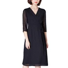 A-line 2019 Autumn Ladies Black Chiffon Dress Mid-length Plus Size Elegant Formal Career Woman Other Dresses