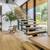 Prefabricated Frameless Railing Indoor Steel Staircase Safety Rails Stairs Interior Glass Wood Stairs