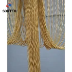 factory price shimmer gold decorative door partition hanging ball chain room divider metal bead curtain