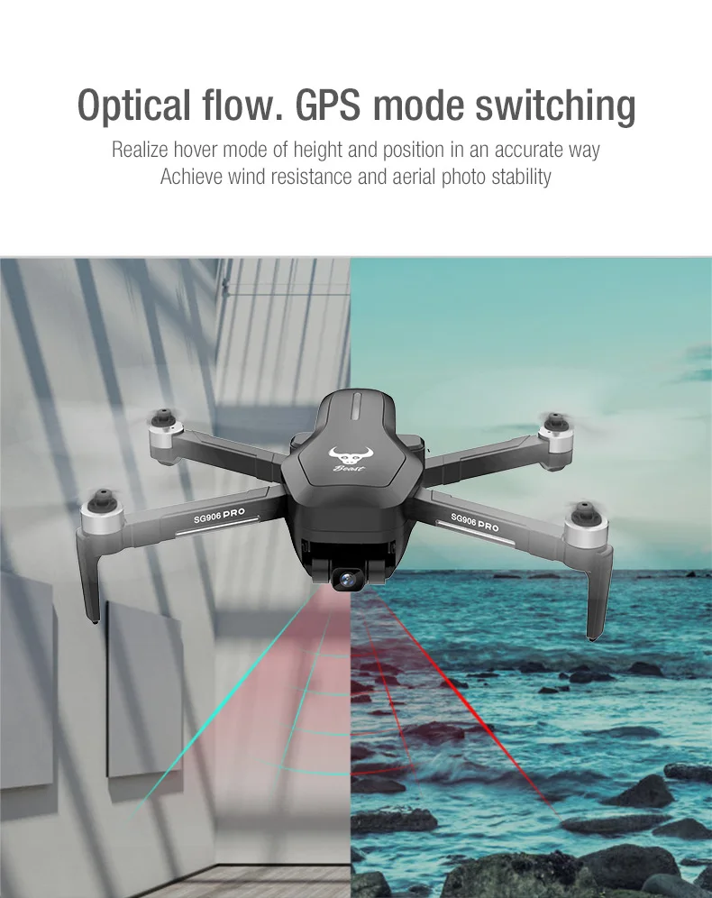 sg906 pro gps 无人机与相机 4k 高清双轴防抖自稳万向节 5g wifi fpv