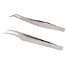 Stainless Steel Material Ladies Bent Tweezer For Eyelashes Extension